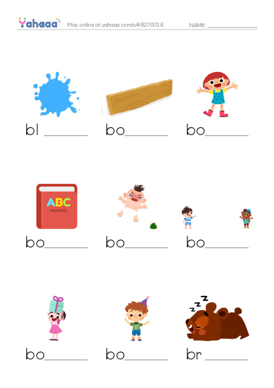 Finish the word worksheet for 1000 Basic English Word Game B4