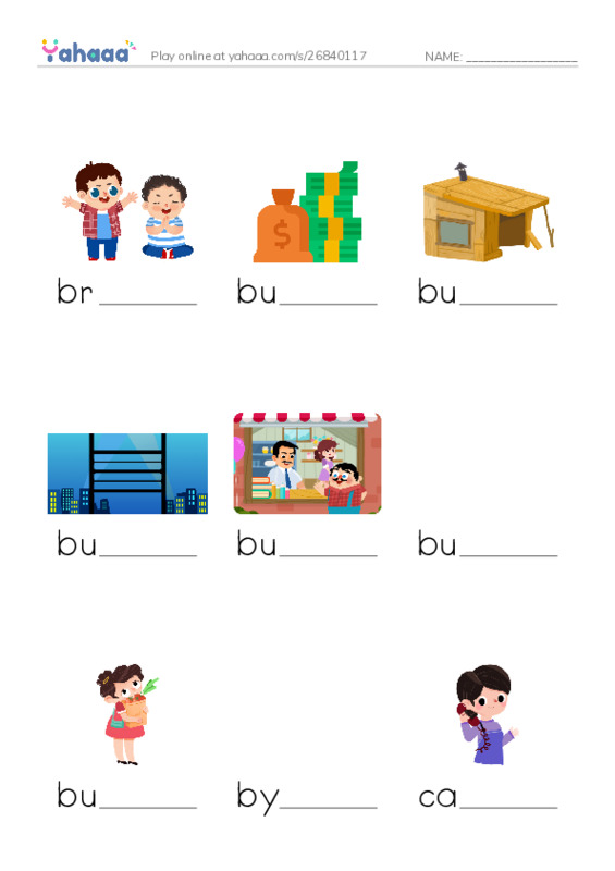 Finish the word worksheet for 1000 Basic English Word Game B6