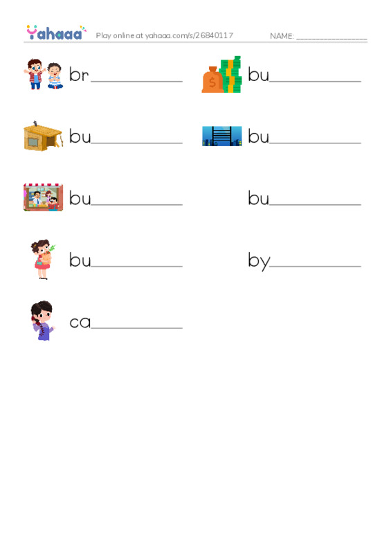 Write the word rows worksheet for 1000 Basic English Word Game B6