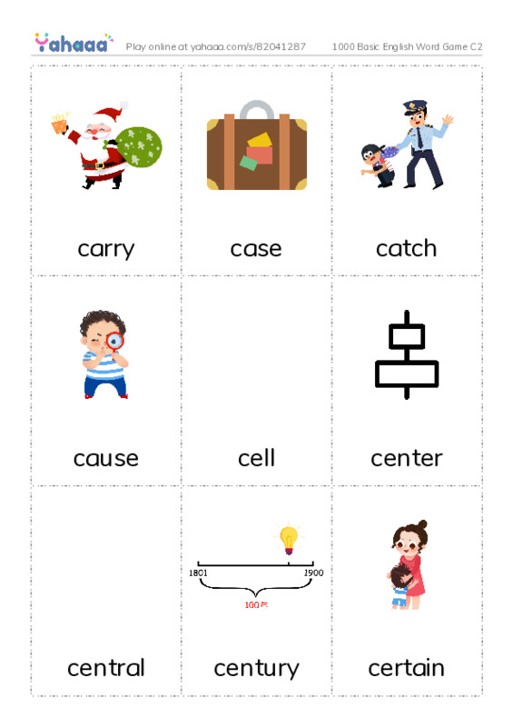 Picture flashcards worksheet for 1000 Basic English Word Game C2