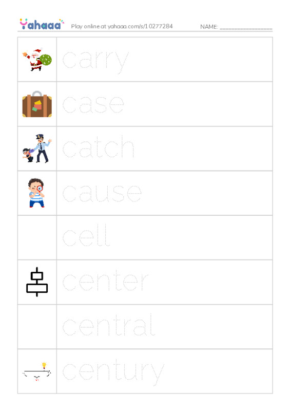 Picture and word rows worksheet for 1000 Basic English Word Game C2