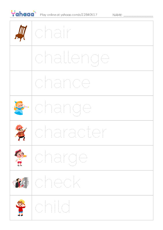 Picture and word rows worksheet for 1000 Basic English Word Game C3