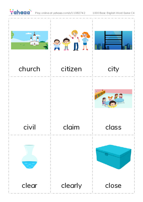 Picture flashcards worksheet for 1000 Basic English Word Game C4