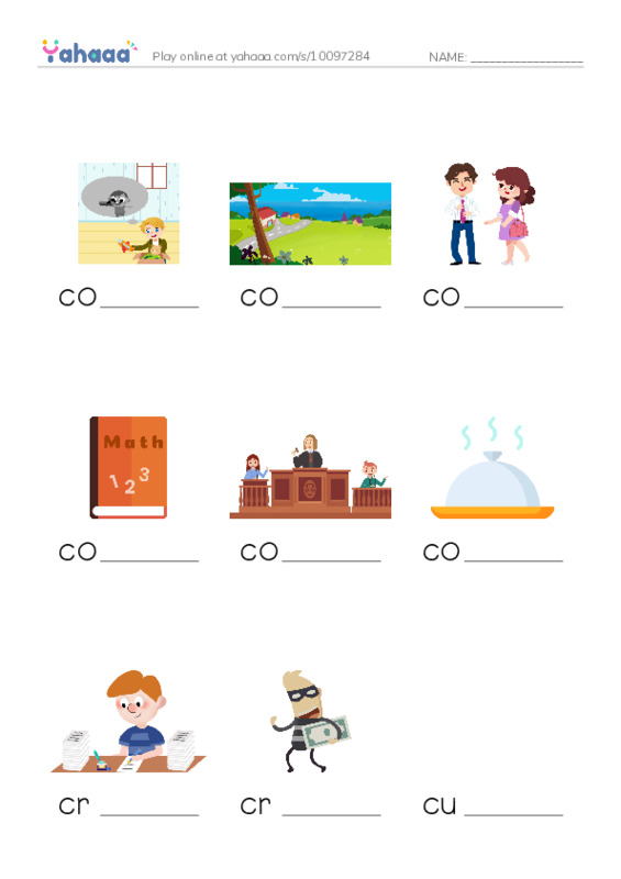 Finish the word worksheet for 1000 Basic English Word Game C7