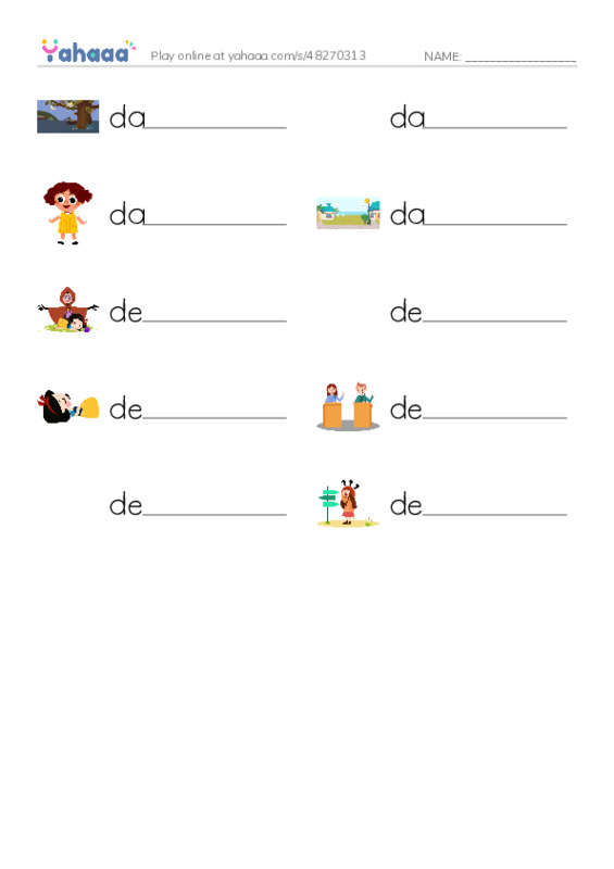 Write the word rows worksheet for 1000 Basic English Word Game D1