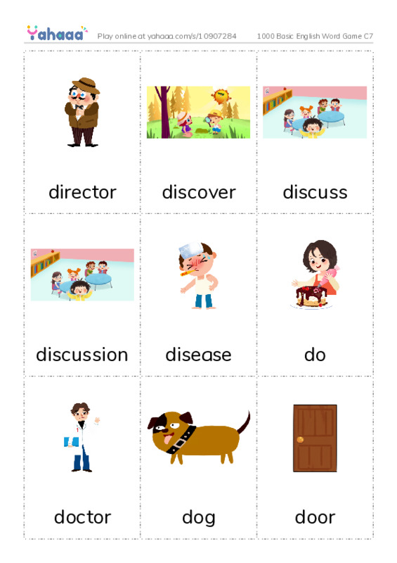 Picture flashcards worksheet for 1000 Basic English Word Game C7