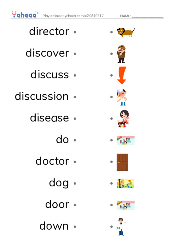 Draw a line to match worksheet for 1000 Basic English Word Game C7