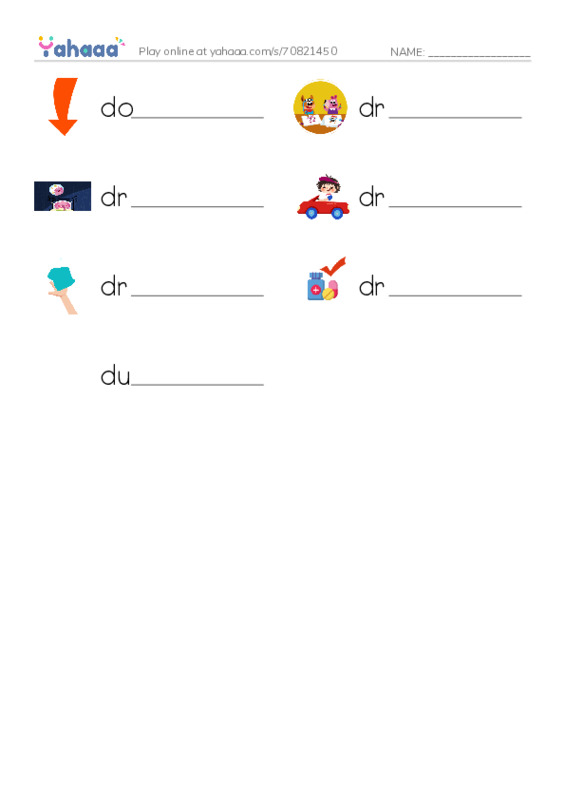 Write the word rows worksheet for 1000 Basic English Word Game D4