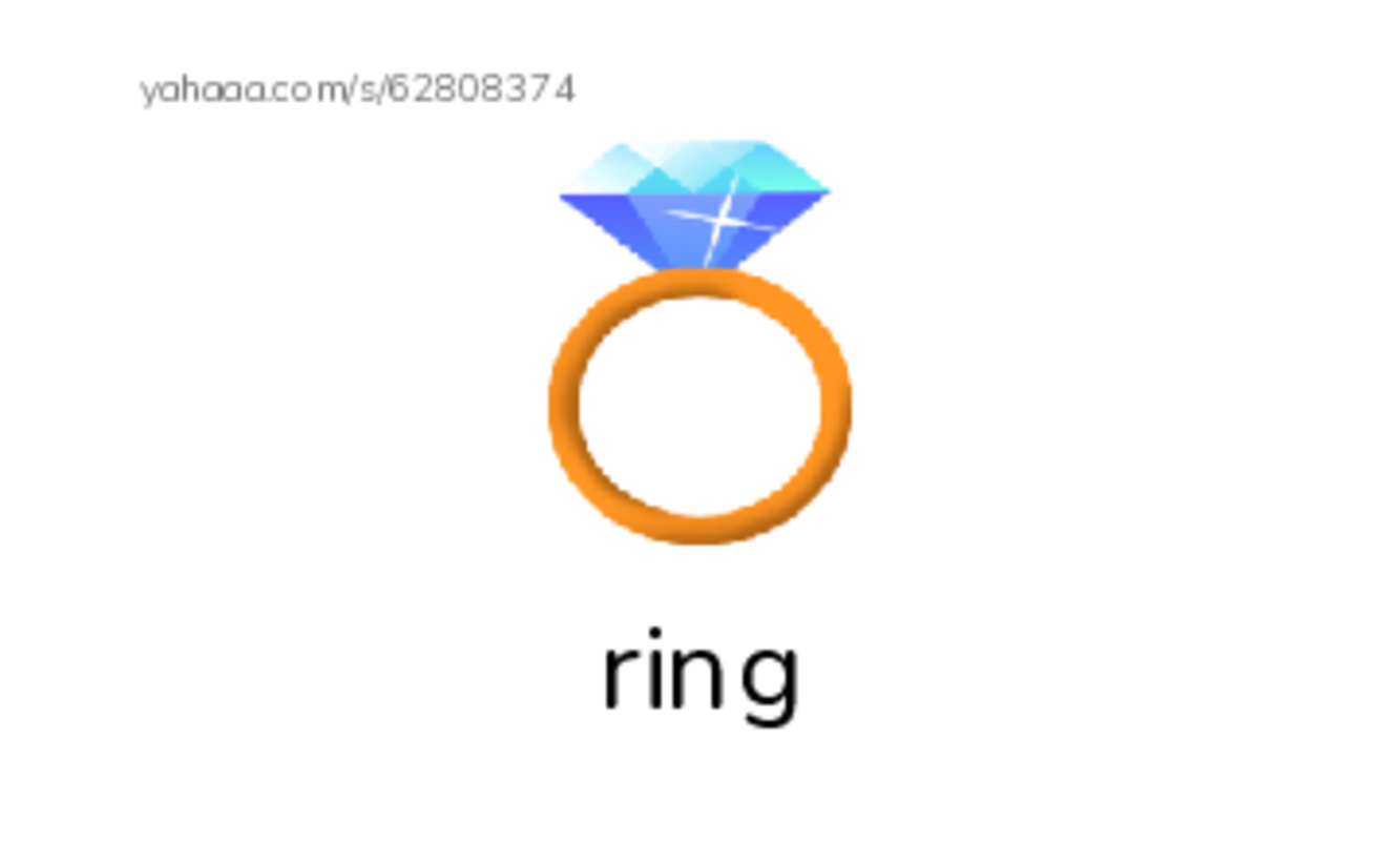 Index cards with pictures worksheet for ring, hug, kiss and 4 more