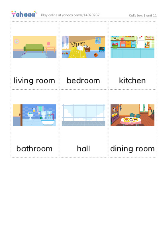 Picture flashcards worksheet for Kid's box 1 unit 11