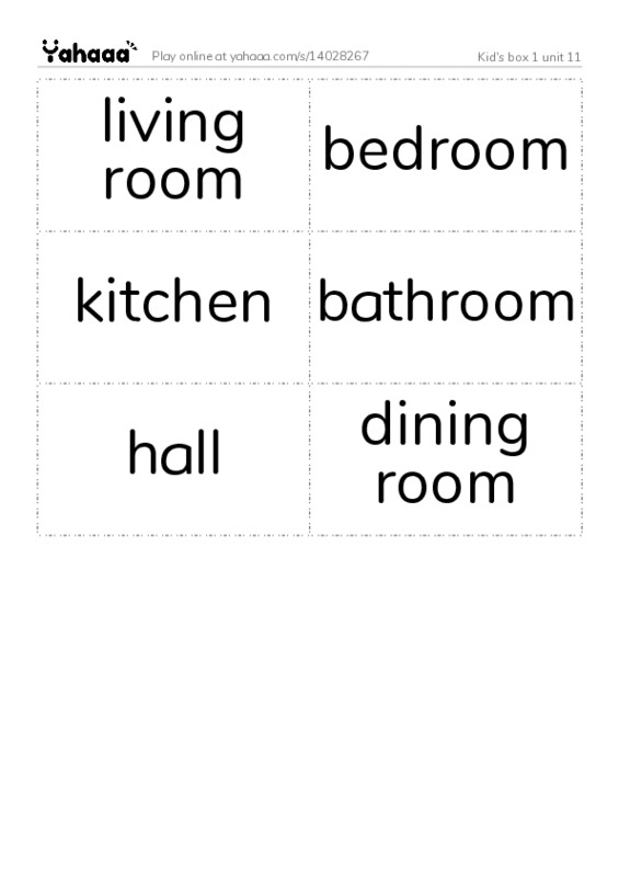 Word flashcards worksheet for Kid's box 1 unit 11