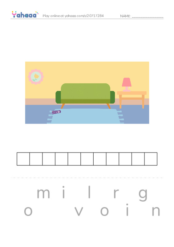 Letter scramble puzzle worksheet for Kid's box 1 unit 11