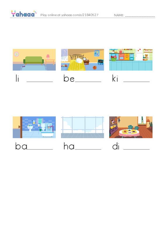 Finish the word worksheet for Kid's box 1 unit 11