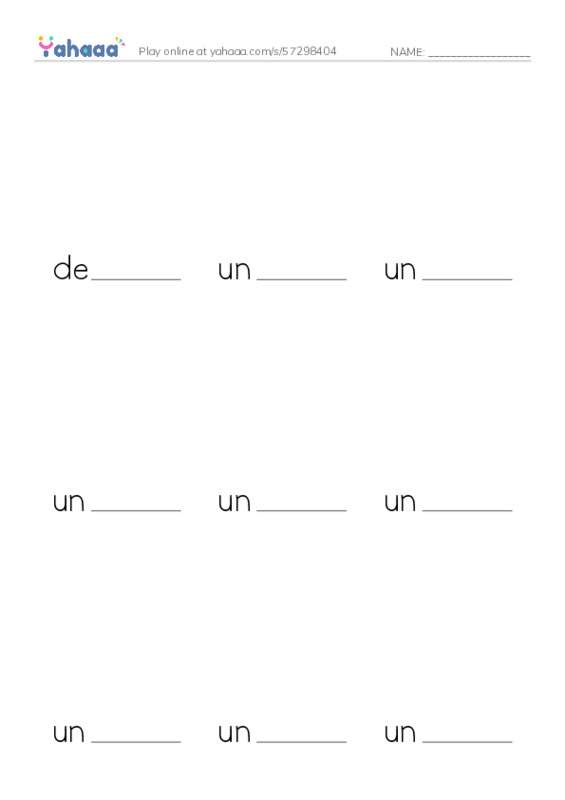 Finish the word worksheet for les vêtements