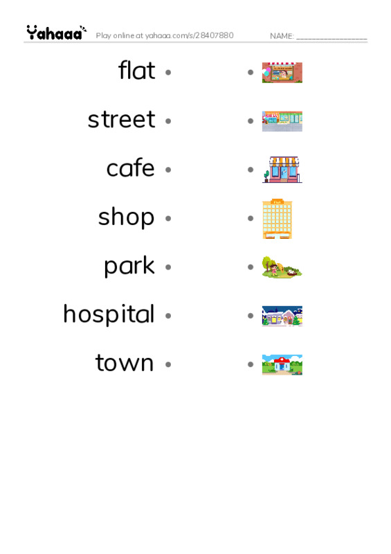 Draw a line to match worksheet for KB2 town
