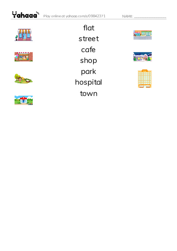 Match both sides worksheet for KB2 town