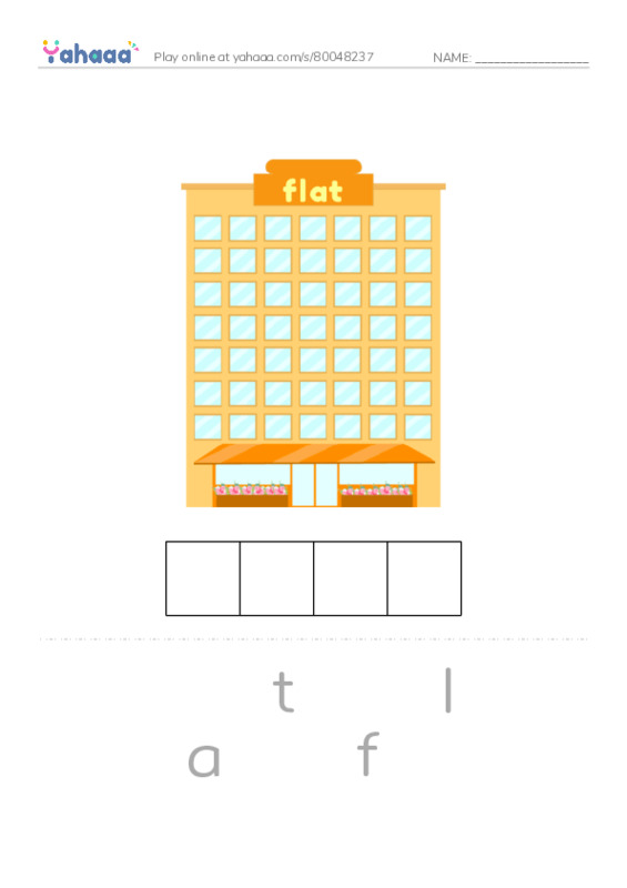 Letter scramble puzzle worksheet for KB2 town