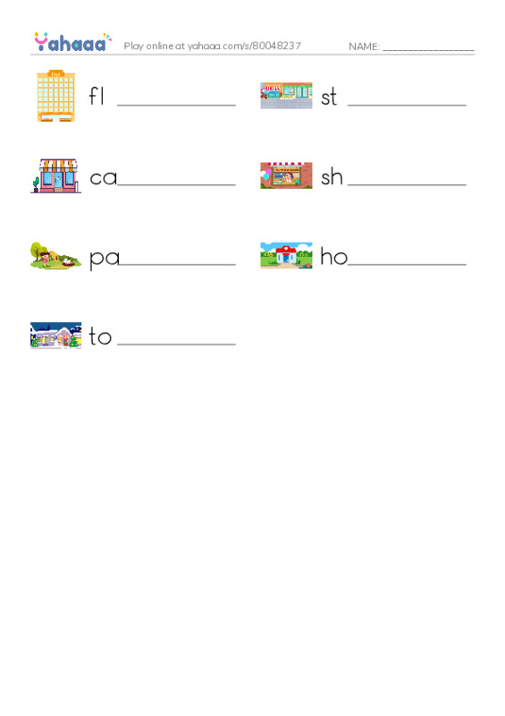 Write the word rows worksheet for KB2 town