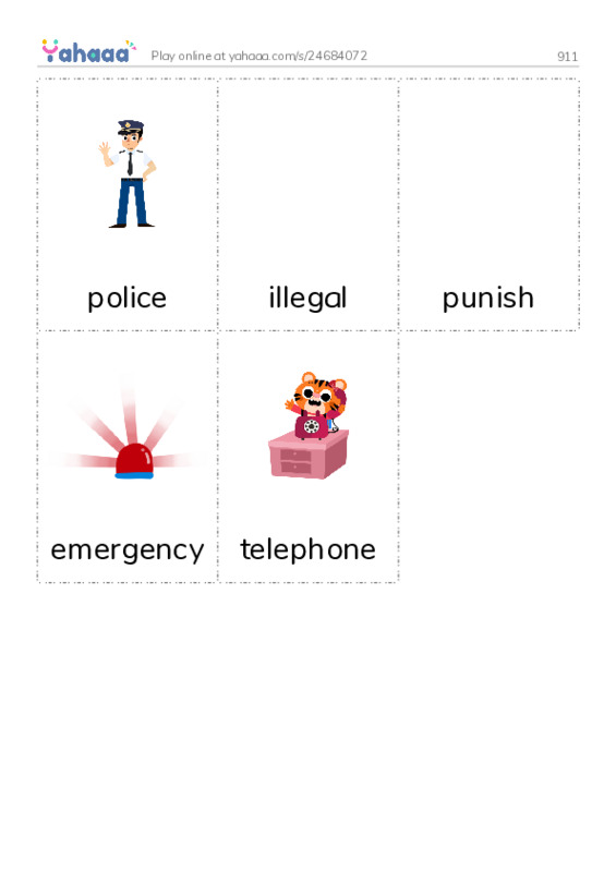 Picture flashcards worksheet for 911