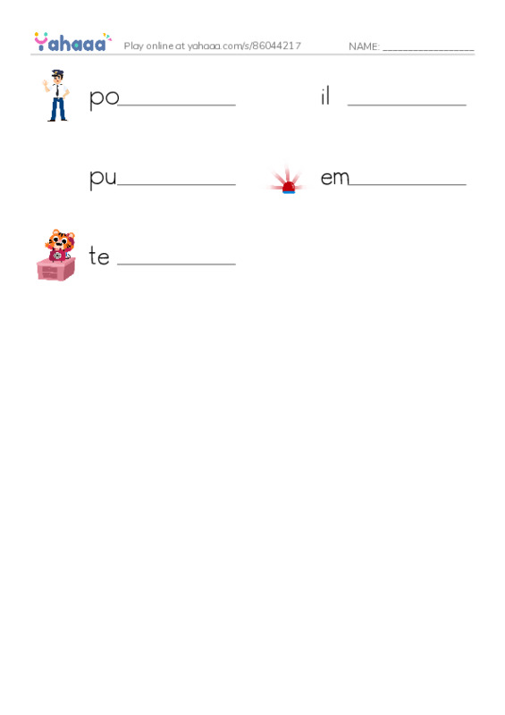 Write the word rows worksheet for 911