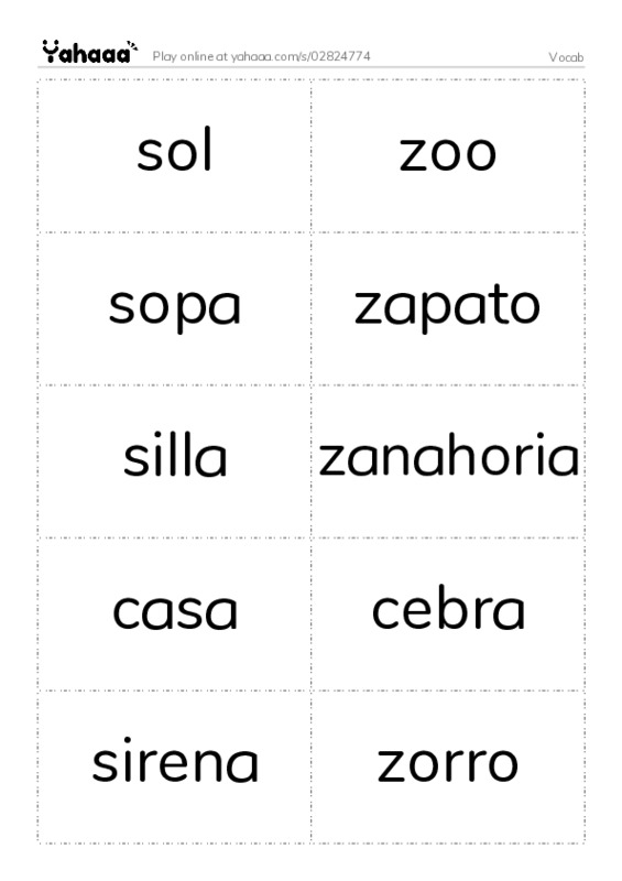 Word flashcards worksheet for Vocab
