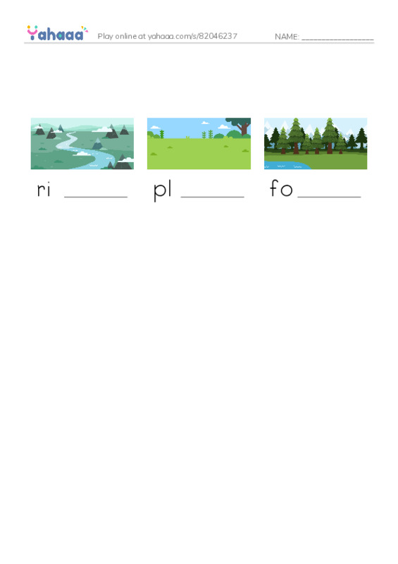 Finish the word worksheet for Marie's geography