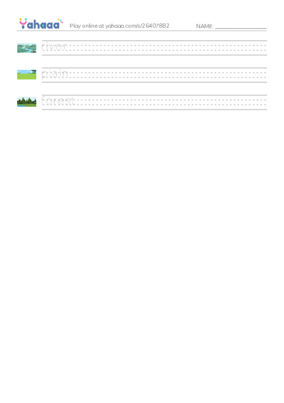 Handwriting lines worksheet for Marie's geography