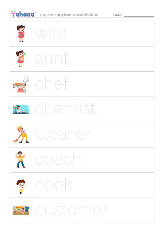 Picture and word rows worksheet for Unit1 People (1)