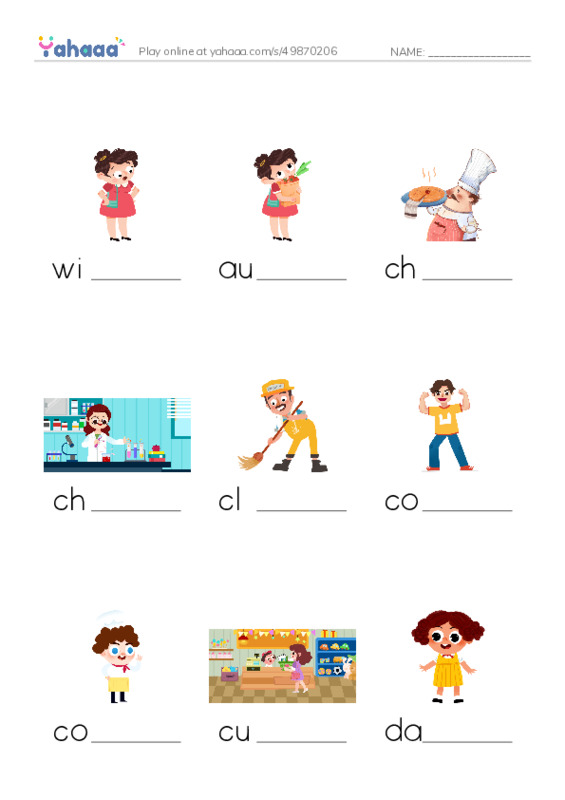 Finish the word worksheet for Unit1 People (1)