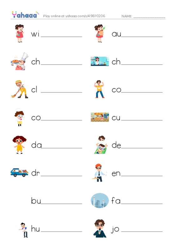 Write the word rows worksheet for Unit1 People (1)