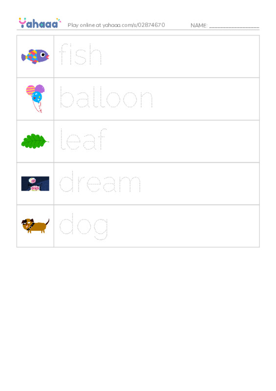 Picture and word rows worksheet for Adventure