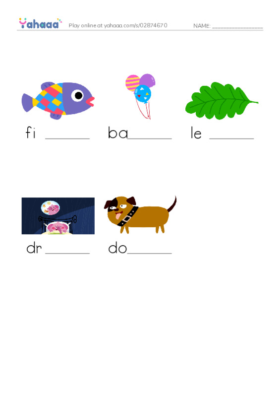 Finish the word worksheet for Adventure