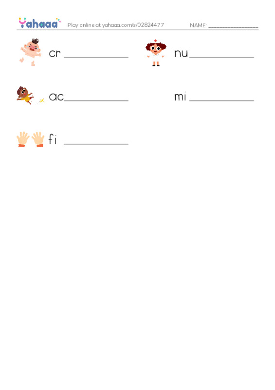 Write the word rows worksheet for Lesson 19