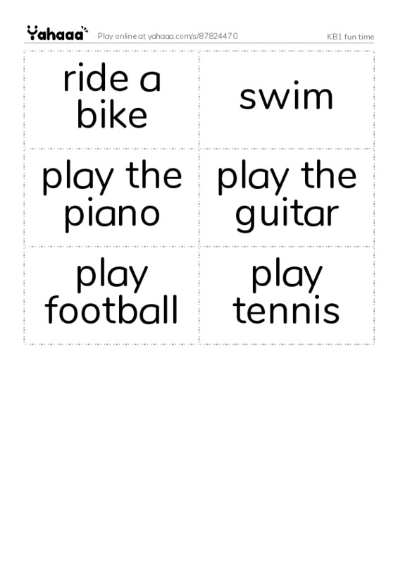 Word flashcards worksheet for KB1 fun time
