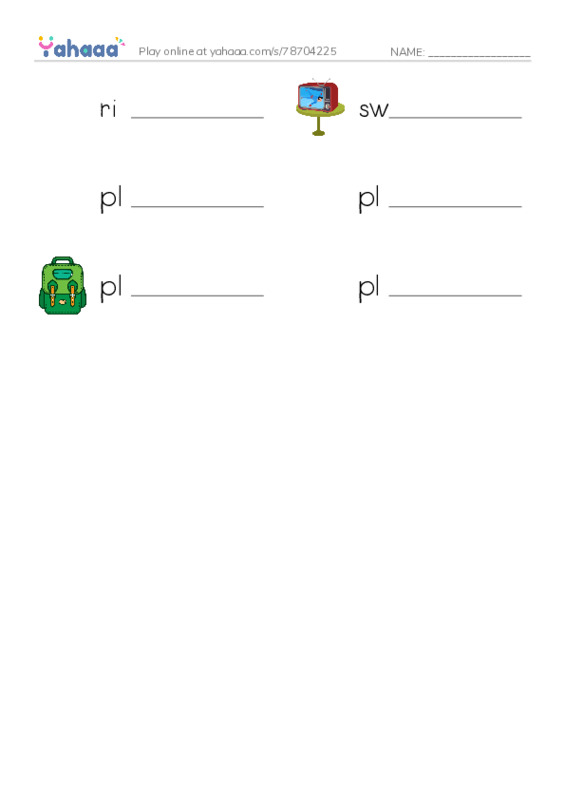 Write the word rows worksheet for KB1 fun time