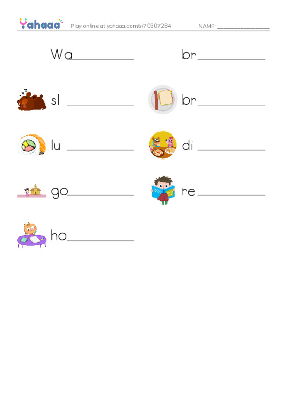 Write the word rows worksheet for Routine