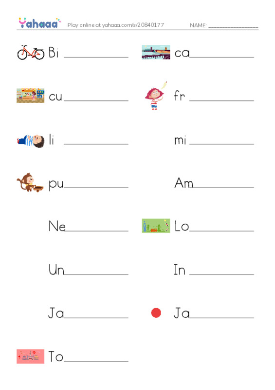 Write the word rows worksheet for words game