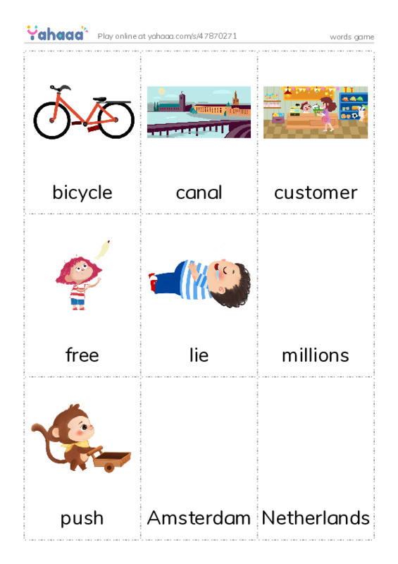 Picture flashcards worksheet for words game