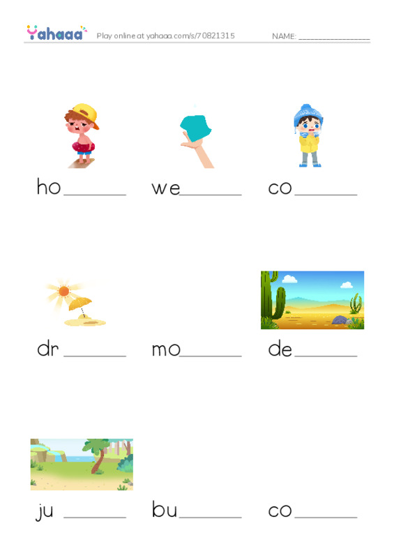 Finish the word worksheet for BigE1
