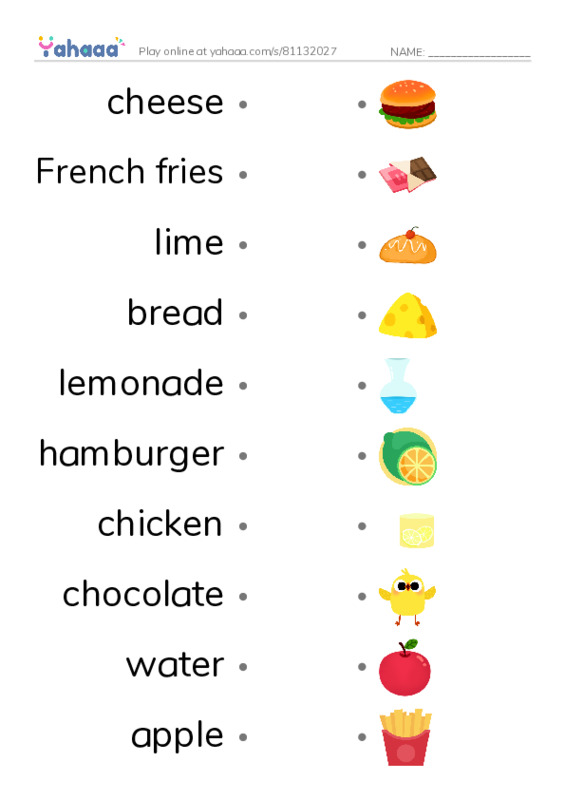 Draw a line to match worksheet for Salty sweet
