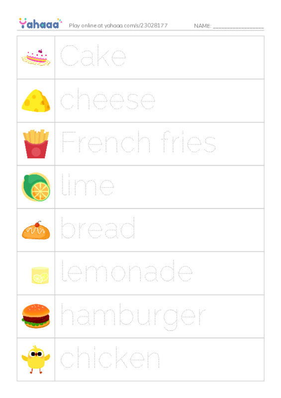 Picture and word rows worksheet for Salty sweet