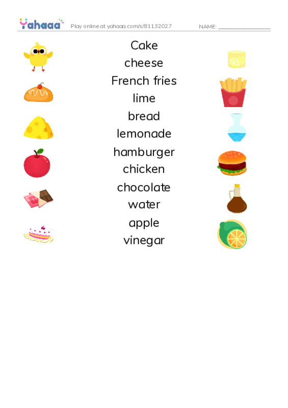 Match both sides worksheet for Salty sweet