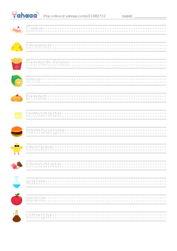Handwriting lines worksheet for Salty sweet
