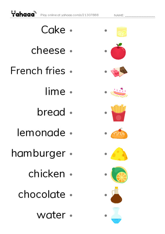 Draw a line to match worksheet for salty sweet