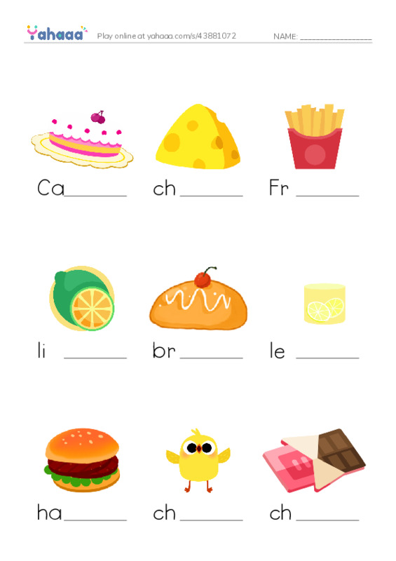 Finish the word worksheet for salty sweet