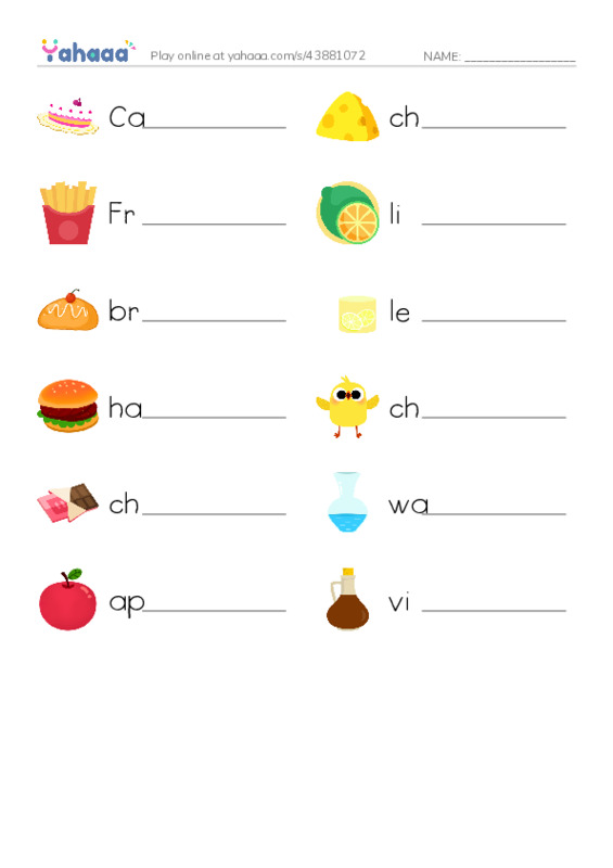 Write the word rows worksheet for salty sweet