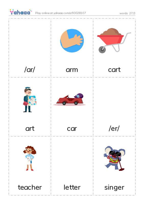Picture flashcards worksheet for words  27/3