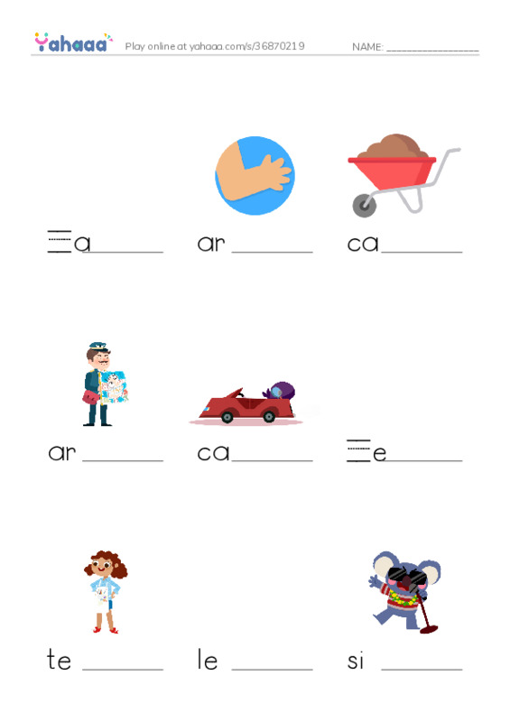 Finish the word worksheet for words  27/3