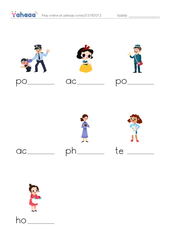 Finish the word worksheet for New Concept