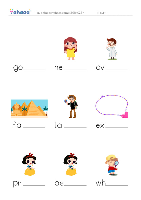 Finish the word worksheet for New Concept sunday